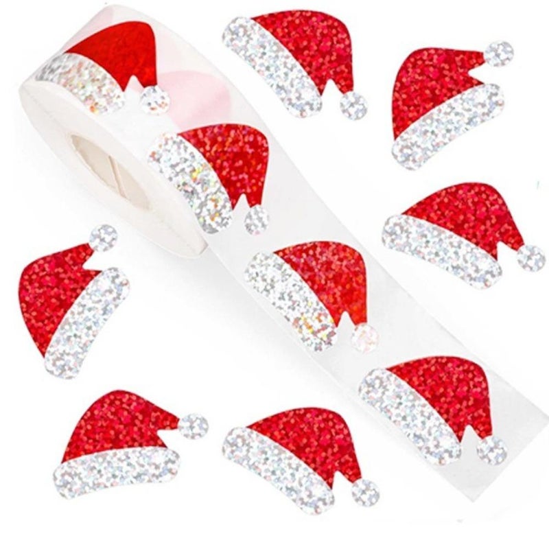 500 Colorful Glitter Christmas Stickers, Self-Adhesive PVC Labels, Suitable for Gift Wrapping, Christmas